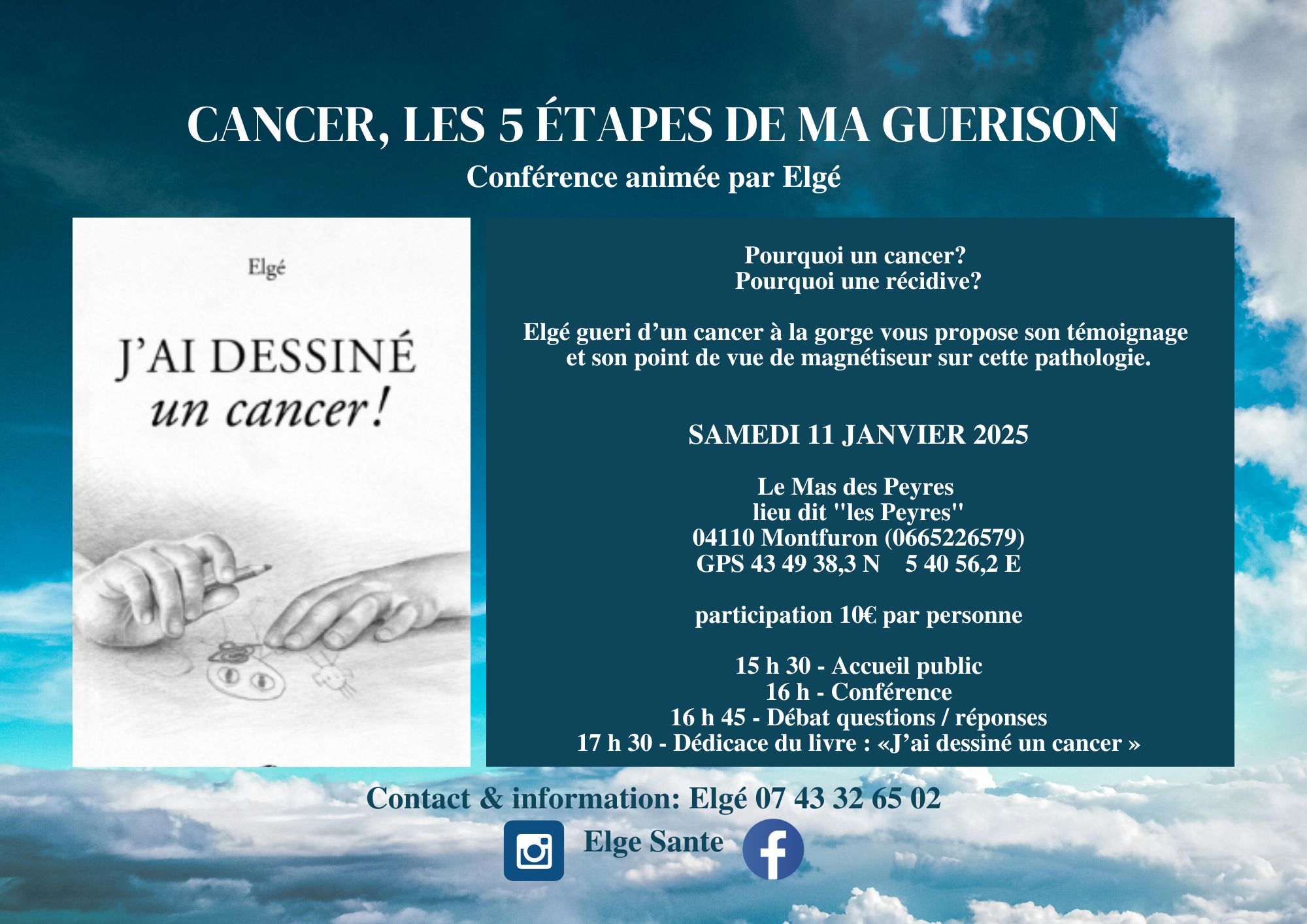 11/01/2025 - Conférence « cancer, les 5 étapes de ma guérison » Mas des Peyres - Montfuron